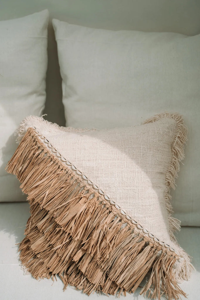 La Housse de Coussin en Coton Raphia - Blanc Naturel - 40x40