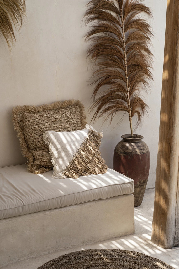 La Housse de Coussin en Coton Raphia - Blanc Naturel - 40x40