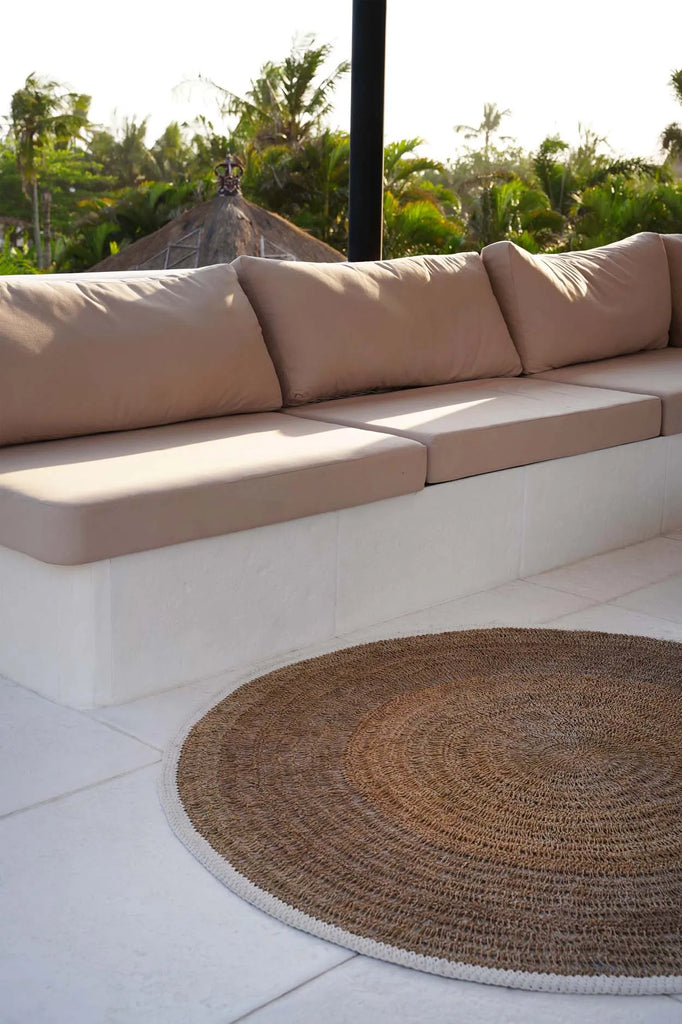 The Seagrass & Cotton Round Carpet - Natural White - 200
