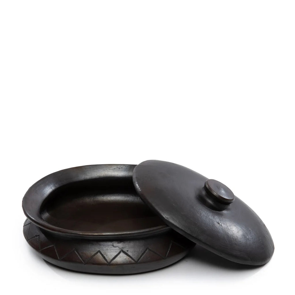 Le Pot Ovale Brûlé Avec Motif - Noir