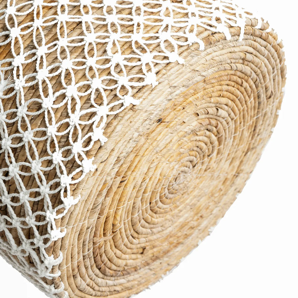 Le Panier en Macramé au Point de Croix - Blanc Naturel - L