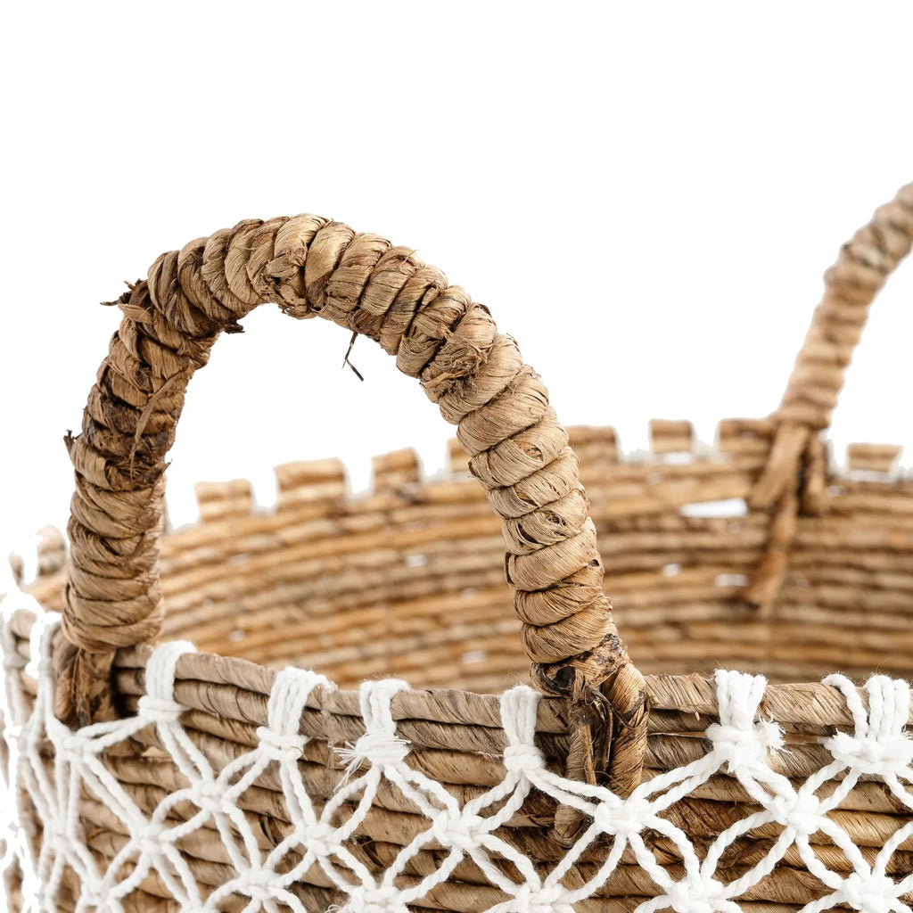 Le Panier en Macramé au Point de Croix - Blanc Naturel - L
