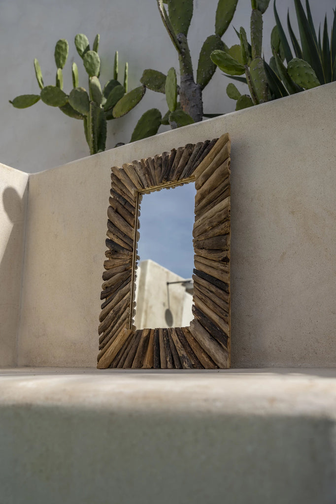 Le Miroir Encadré en Bois Flotté - Naturel - M