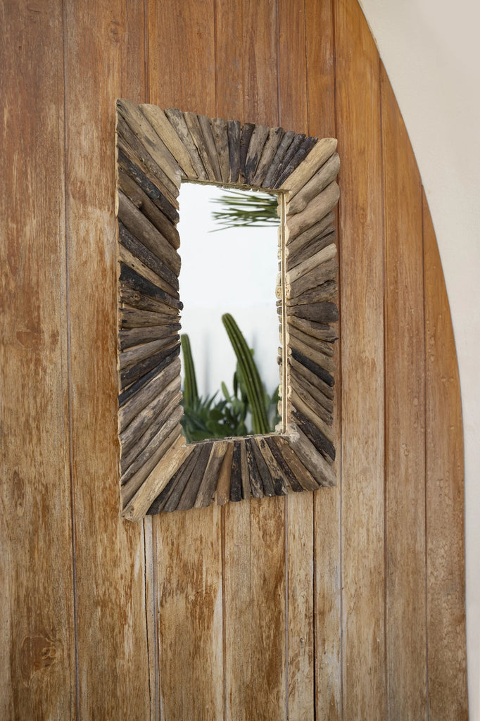 Le Miroir Encadré en Bois Flotté - Naturel - M