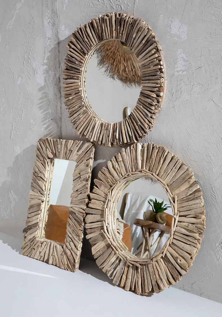 Le Miroir Encadré en Bois Flotté - Naturel - M