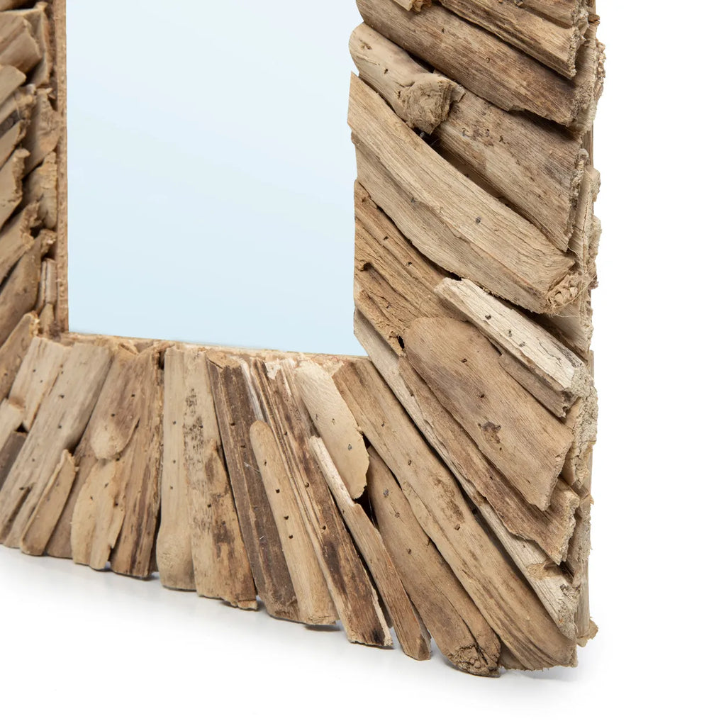 Le Miroir Encadré en Bois Flotté - Naturel - M