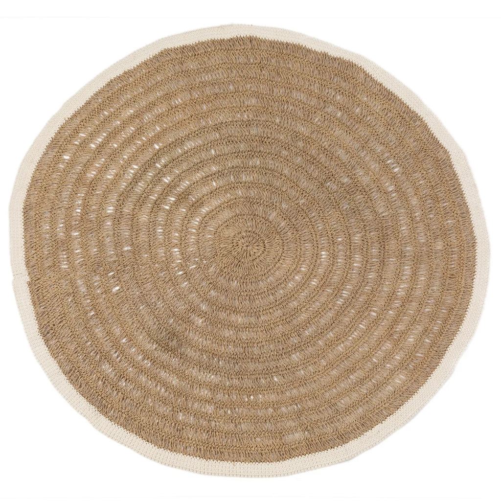 Le Tapis Rond en Jonc de Mer et Coton - Blanc Naturel - 150