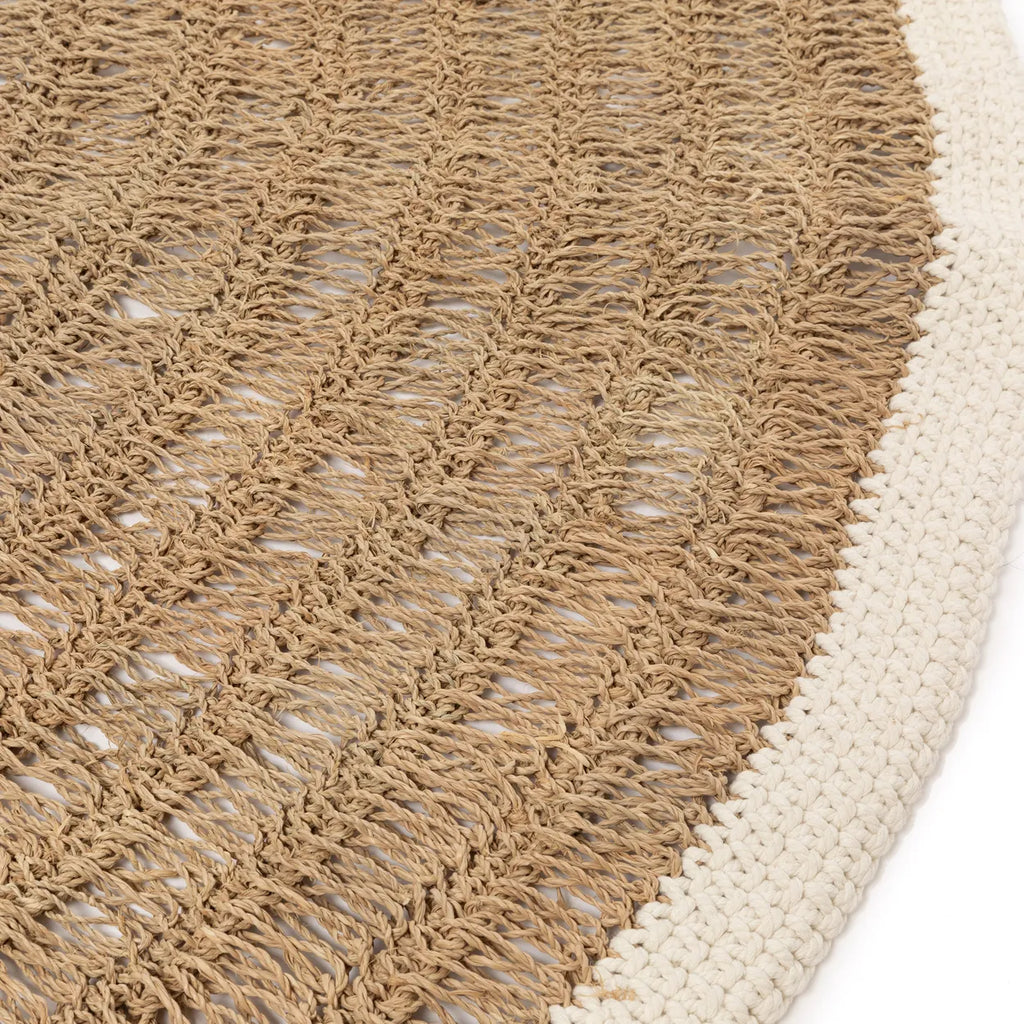 Le Tapis Rond en Jonc de Mer et Coton - Blanc Naturel - 150