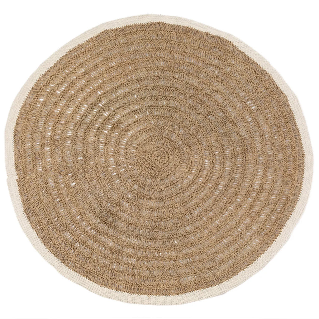Le Tapis Rond en Jonc de Mer et Coton - Blanc Naturel - 200