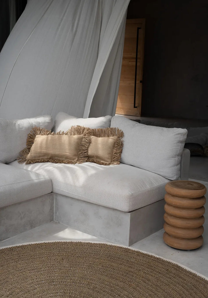 Le Tapis Rond en Jonc de Mer et Coton - Blanc Naturel - 200